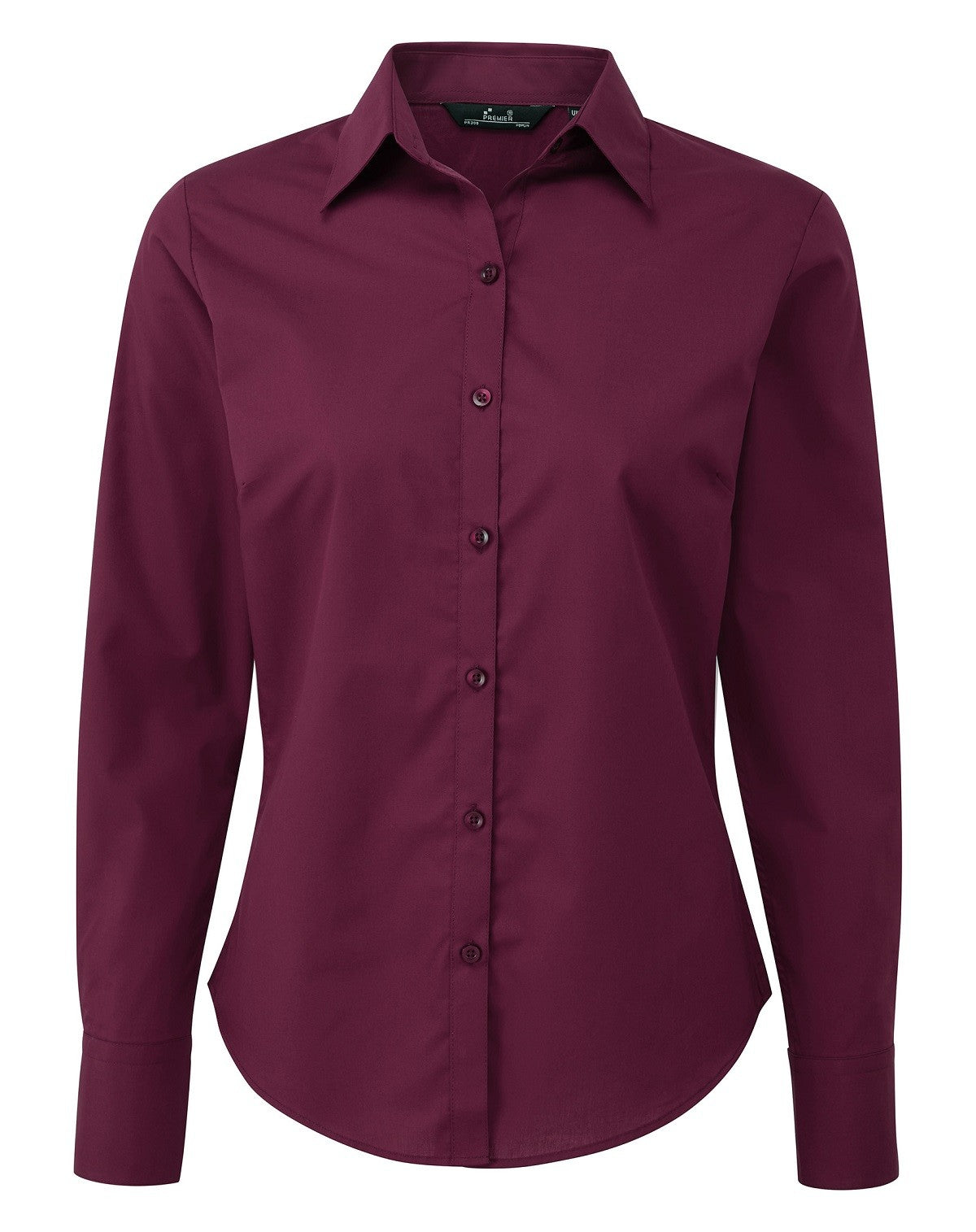 Ladies Poplin Long Sleeved Shirt | AUBERGINE